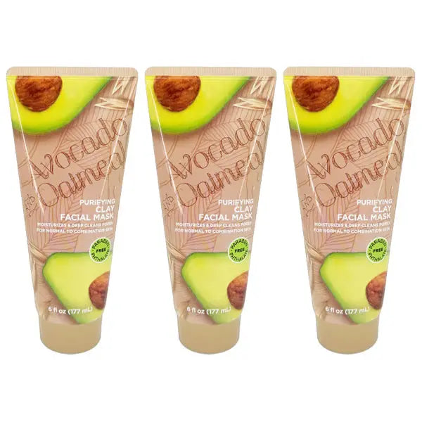 3 Pack - Avocado & Oatmeal Purifying Clay Facial Mask For Normal Skin 6 Oz Rejoov